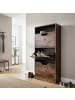 relaxdays Schuhschrank "Industrial" in Dunkelbraun - (B)60 x (H)140 x (T)24 cm