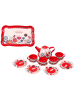 Wisam® Kaffee-Tee-Set, Tassen, Wasserkocher, Tablett, Rot, Café
