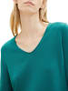 Tom Tailor Dünner Strickpullover Basic V-Ausschnitt Stretch Sweater in Grün