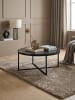 KADIMA DESIGN Couchtisch 80x36x80 cm mit Marmor Optik , Wohnzimmertisch mit in Schwarz