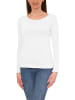 Alkato Alkato Damen Langarm Shirt mit O-Ausschnitt in weiß