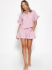 SASSYCLASSY Gestreifte Musselin Shorts in Rosa