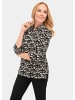 GOLDNER Druckbluse Hemdbluse mit durchgehender Knopfleiste in schwarz / sand