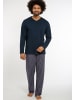 Ammann Schlafanzug Shirt Langarm Mix & Match - Cotton in Dunkelblau
