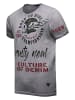 Rusty Neal Vintage Biker T-Shirt Oil Wash mit Raw Edge & Front- und Backprint in Anthrazit