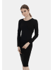 myMo at night Damen Langarmkleid Midi in Schwarz