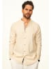 behype Langarmhemd - aus Leinen im Regular-Fit mit Stehkragen in Beige