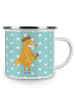 Mr. & Mrs. Panda Emaille Tasse Fuchs Blumen ohne Spruch in Türkis Pastell