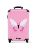 NoBoringSuitCases Suitcase, Handgepäck, Koffer, Reisekoffer Schmetterling rosa weiß