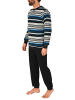 NORMANN Frottee Schlafanzug langarm Bündchen gestreifter - 75456 in hellblau