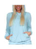 NORMANN Schlafanzug langarm Frottee Oberteil Pyjama Hoodie in hellblau