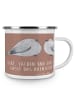 Mr. & Mrs. Panda Emaille Tasse Verlobungsfeier Abenteuer mit Spruch in Braun Pastell