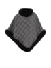 fraully Damen Poncho in Grau Kariert