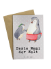 Mr. & Mrs. Panda Grußkarte Pinguin Beste Mami der Welt mit Spruch in Grau Pastell