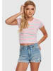 Urban Classics Cropped T-Shirts in girlypink/oceanblue