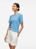 Vila VILA Damen Satin Blusen T-Shirt Halbarm Basic Top VIPLISA in Blau-4