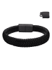 Steel_Art Herrenarmband Lederarmband Nelio in schwarz