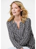 GOLDNER Kurzgröße:  Elegantes Blusenshirt mit V-Ausschnitt in grau / gemustert