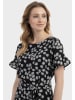 Usha Damen Midikleid Mit Rüschen in Schwarz Wollweiss