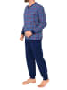 NORMANN Langarm Schlafanzug Bündchen Jersey und karierten Pyjama Oberteil in marine