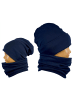 TupTam Unisex Kinder Beanie Mütze Schlauchschal Set in black denim