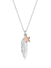 Elli Halskette 925 Rosegold Boho, Feder, Bi Color_Tri Color, Sterne, Stern in Silber