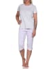NORMANN Capri Pyjama Schlafanzug Streifen Hose & Rundhals - 79878 in grau