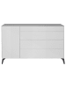 58 aufm Kessel KOMMODE Elfi 169x42x104 Hochglanz Kreidegrau/Glas Kreidegrau