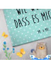 Mr. & Mrs. Panda Gästehandtuch Fuchs Blumen mit Spruch in Türkis Pastell