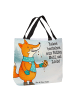 Mr. & Mrs. Panda Strandtasche Fuchs Keks Design mit Spruch in Weiß