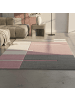KADIMA DESIGN Teppich Kurzflor Waschbar Karo LATEMAR Strapazierfähig OEKO-TEX in Pink