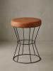 KADIMA DESIGN Sitzhocker Echtleder / Metall 35 x 48 x 35 cm Design Hocker Rund