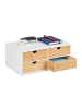 relaxdays Schreibtisch Organizer in Weiß/Natur - (B)33 x (H)14 x (T)21 cm