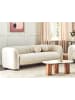 Beliani 3-tlg 3-Sitzer Sofa LEIREN in Weiß