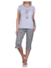 NORMANN Kurzarm Pyjama Schlafanzug und Caprihose AnimalprintLook - 78797 in grau