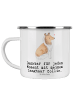Mr. & Mrs. Panda Emaille Tasse Langhaar Collie Moment mit Spruch in Weiß