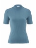 Hessnatur Hessnatur Mock-Neck Shirt Slim aus Bio-Baumwolle in kristallblau