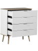 Beliani Kommode WALPI in Weiß/Braun - (W) 79 x (H) 93 x (L) 40 cm