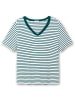 sheego T-Shirt in petrol-gestreift