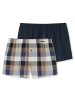 Schiesser Webboxershorts 2er Pack in Navy-Blau Kariert