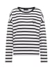 ELBSAND Sweatshirt Elva in Cloud White + Coldwater STRIPE