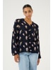 Kaffe Bluse langarm KAellen Regular fit in Midnight/Pink Flower Print