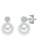 Valero Pearls Perlen-Ohrstecker Sterling Silber Zirkonia Süßwasser-Zuchtperle in silber