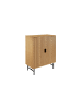 SalesFever Kommode 80 cm mit 2 Türen - Eiche Echtholzfurnier & Metallgestell in Schwarz