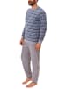 NORMANN Frottee Pyjama langarm Bündchen Streifen - 49642 in grau/blau