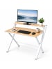 relaxdays Schreibtisch in Natur/ Weiß - (B)70 x (H)82 x (T)56 cm