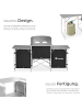 tectake Campingküche XXL mit Aluminiumgestell und 5 Fächern  172 x 52 x 104 cm, schwarz