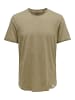 Only&Sons Langes Rundhals T-Shirt Einfarbiges Kurzarm Basic Shirt ONSBENNE in Beige