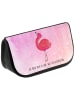 Mr. & Mrs. Panda Kosmetiktasche Flamingo Stolz mit Spruch in Aquarell Pink