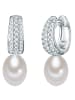 Lulu & Jane Perlen-Ohrhänger aus Sterling Silber mit Zirkonia und Süßwasser-Perle in silber